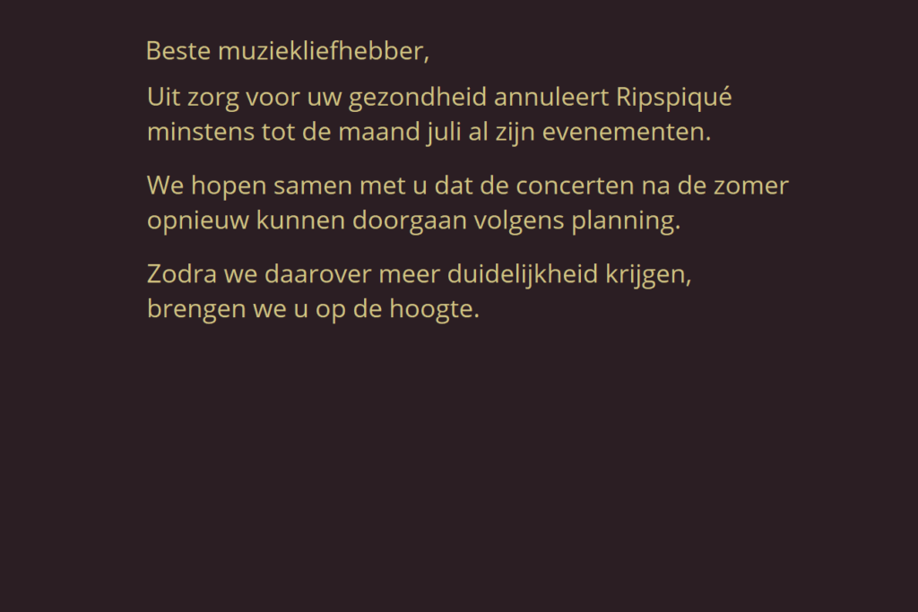 Ripspique annulaties ivm corona